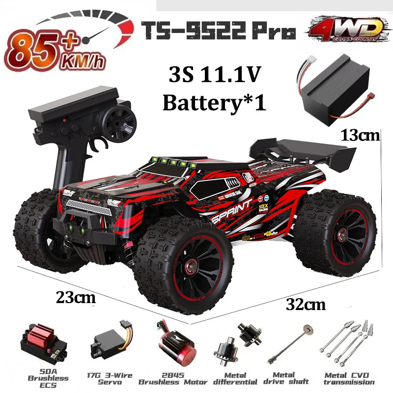 1:16 WLtoys 9522pro Professional Racing Car 85 Km/h 4WD Brushless Remote Control Vehicle Road-Off-Road Drifting Type Rc CarGift