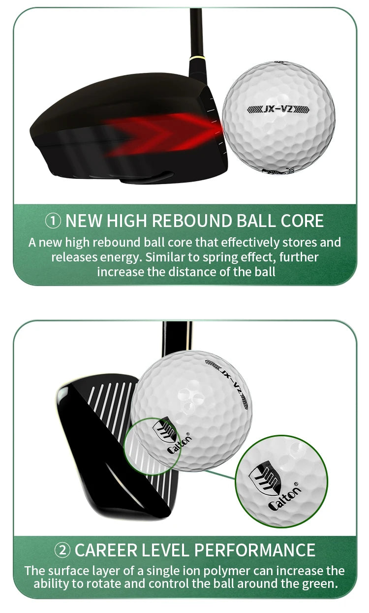 Caiton - Ultra-long distance golf ball, double core, aerodynamic design, flight increased by 40 yards +, 12/6/3pcs（opt）