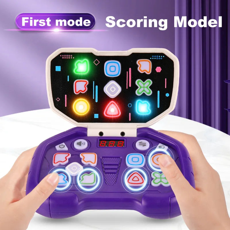 Electronic Music Rhythm Puzzle Game Machine Montessori Pockets Travel Toy Light Up Educational Sensory Fast Push Table Game