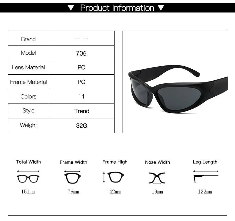 Wraparound Sunglasses UV400 Polycarbonate Frame and Lenses