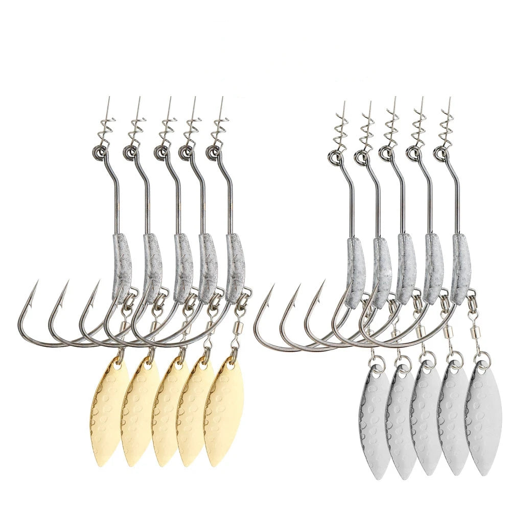 Jig Head Fish Hook 2G 3G 4G Fishing Hooks 10Pcs With Spin Lock Pin Spinner For Soft Fishing Bait Of Carbon Steel Hooks