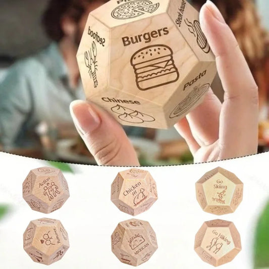 Wooden Dice for Couples, Food Decision Dice Game Gift Idea
