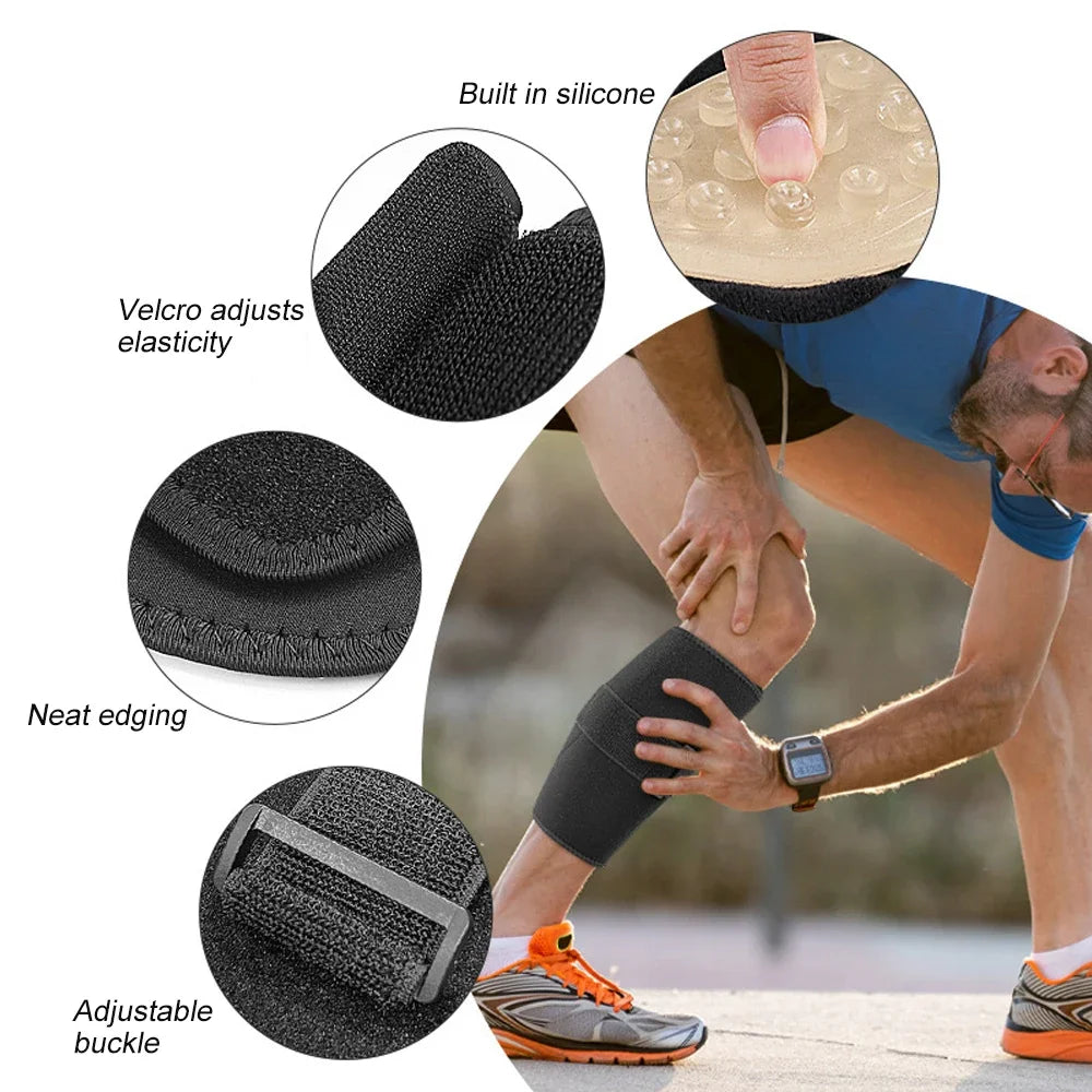 1Piece Calf Brace for Torn Calf Muscle & Shin Splint Pain - Adjustable Neoprene Compression Support Wrap for Lower Leg Injury