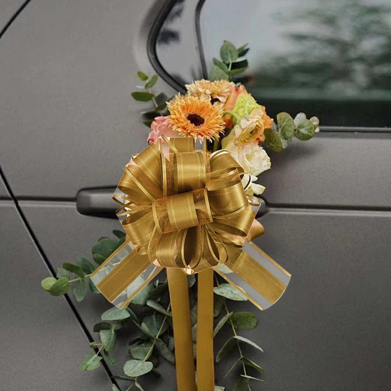 2/4/10Pcs Wedding Car Bow Ribbons Christmas Gift Wrap Packaging Decoration DIY Craft Flowers Birthday Party Supplies Valentines