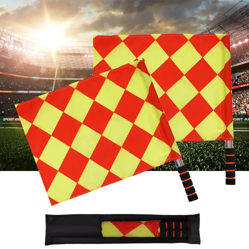 2pcs/Pack Soccer Referee Flags Professional Fair Play Sports Match Football Linesman Flags Sports Game Referee Equipment