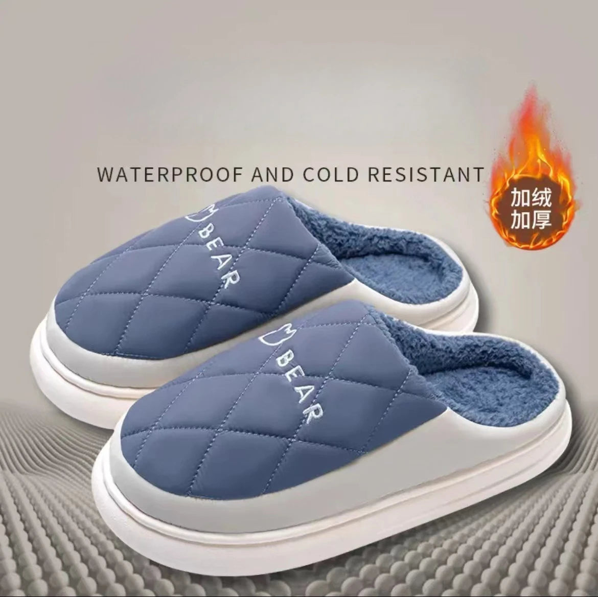 Winter Waterproof Slippers For Men With Plush Insole And Non Slip