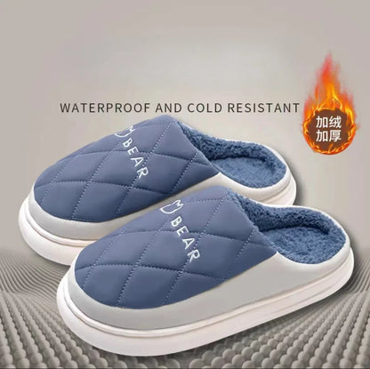Winter Waterproof Slippers For Men With Plush Insole And Non Slip