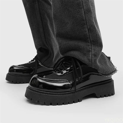 Men's Lace-Up Low-Top Shoes With Thick Sole PU Insole And PU Lining