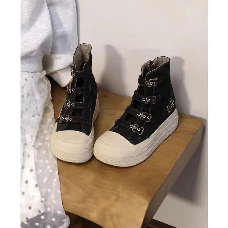 CHABELLA Women's High Top Canvas Shoe Design Buckle Strap Zip Simplicity Female Shoes 2025  High Street Grace Waling Shoes