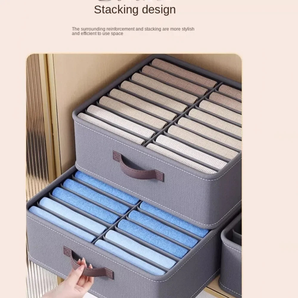 Wardrobe Clothes Storage Organizer Sweater T-Shirt Storage Box Thickened Pants Storage Box With PP Board Cabinet Foldable Drawer