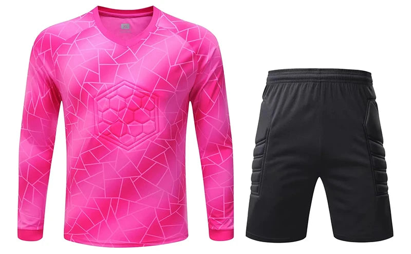 Men Kid 2024 Soccer Goalkeeper Uniform Protective Sponge Long Sleeve Football Training Goalkeeper Top Soccer Jersey Pants Custom