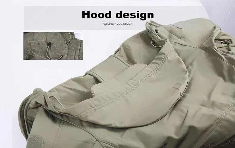 Men Winter Autumn Fleece Tactical Parkas Waterproof Cargo Jackets Windbreak Hiking Camping Climbing Softshell Casual Hood Coats