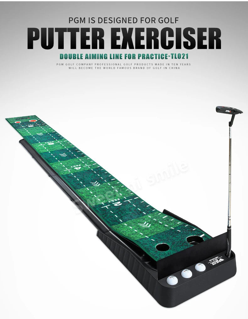 PGM TL021 3M Golf Putting Mat Golf Putter Trainer Green Carpet Practice Set Ball Return Mini Golf Putting Green Fairway Mat