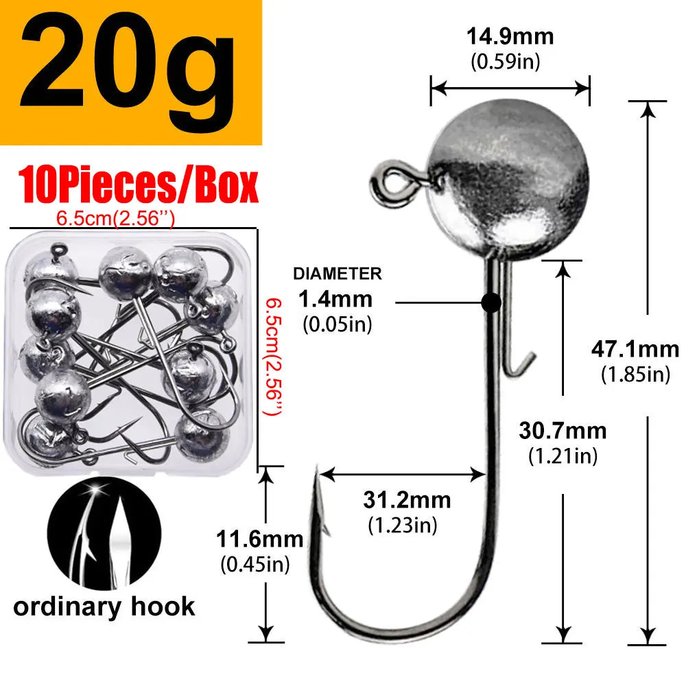 MrLurion Package Box 2g 3g 5g 7g 10g 12g 16g 20g jig head hook for fishing tackle ,crank carbon lure hook for worm soft