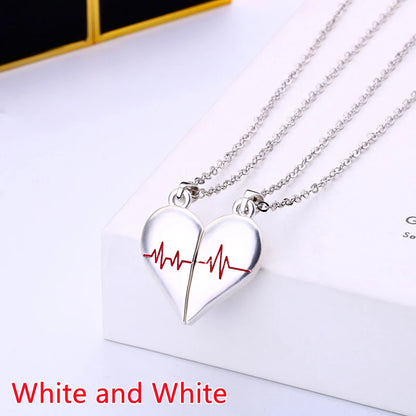 Heart ECG Pendant Necklace Stainless Steel And Zinc Alloy