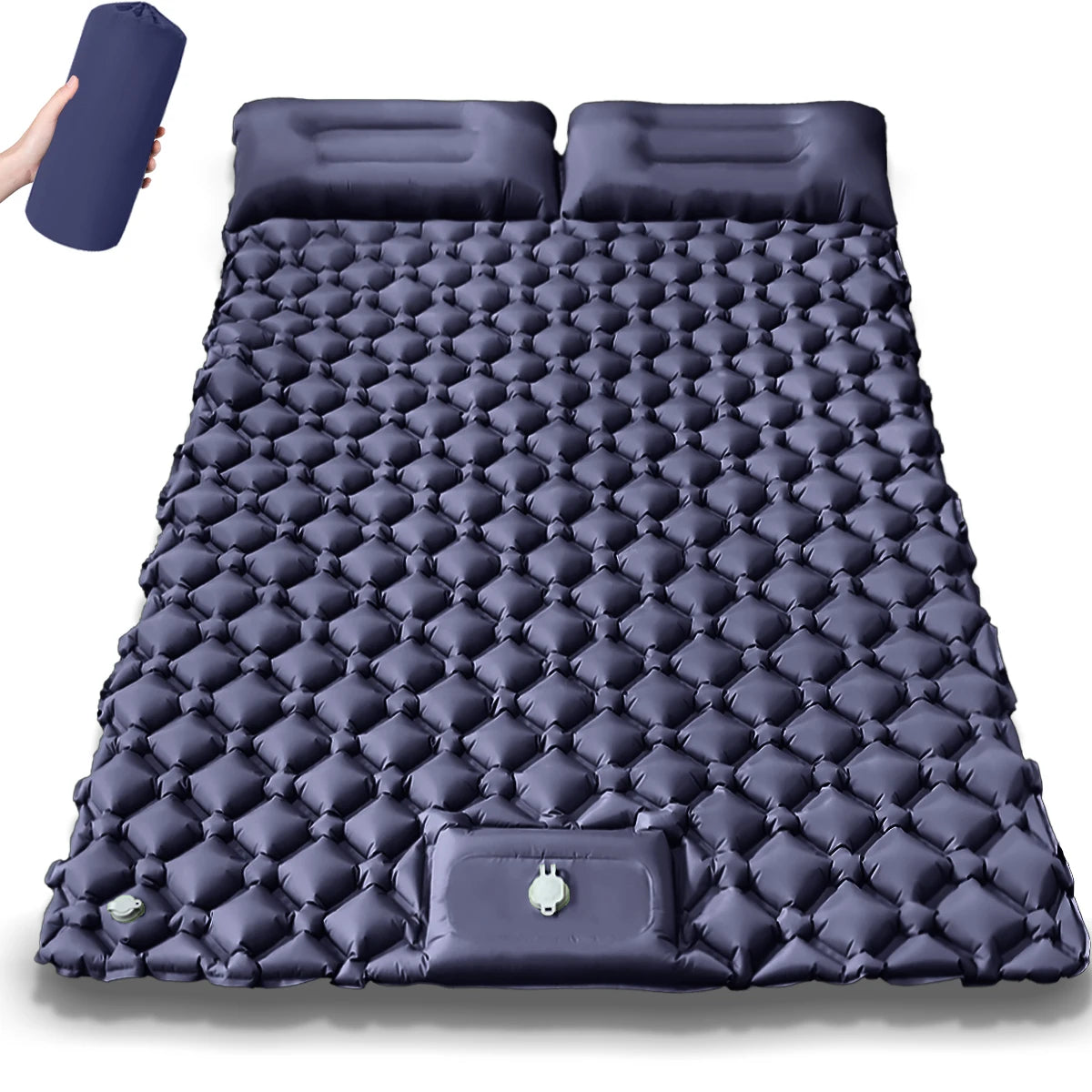 Hot Sale! 2025 Upgrade! Double Air Mattress Camping Blow Up Bed w/Built-in Pump Waterproof Portable Thickened for Outdoor Travel