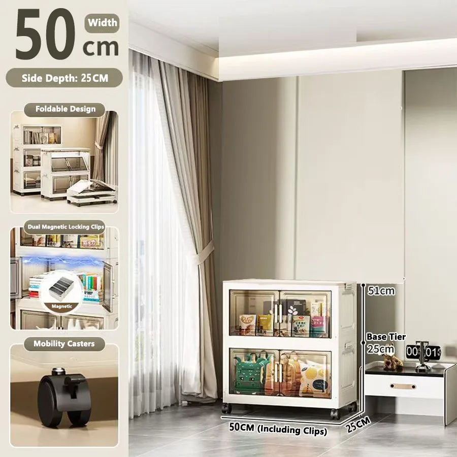 Storage Cabinet Folding Storage Box Home Living Room Toy Cabinet Storage Rack Snack Cabinet Installation-Free Kitchen Storage Cabinet Folding Storage Cabinet Organizer