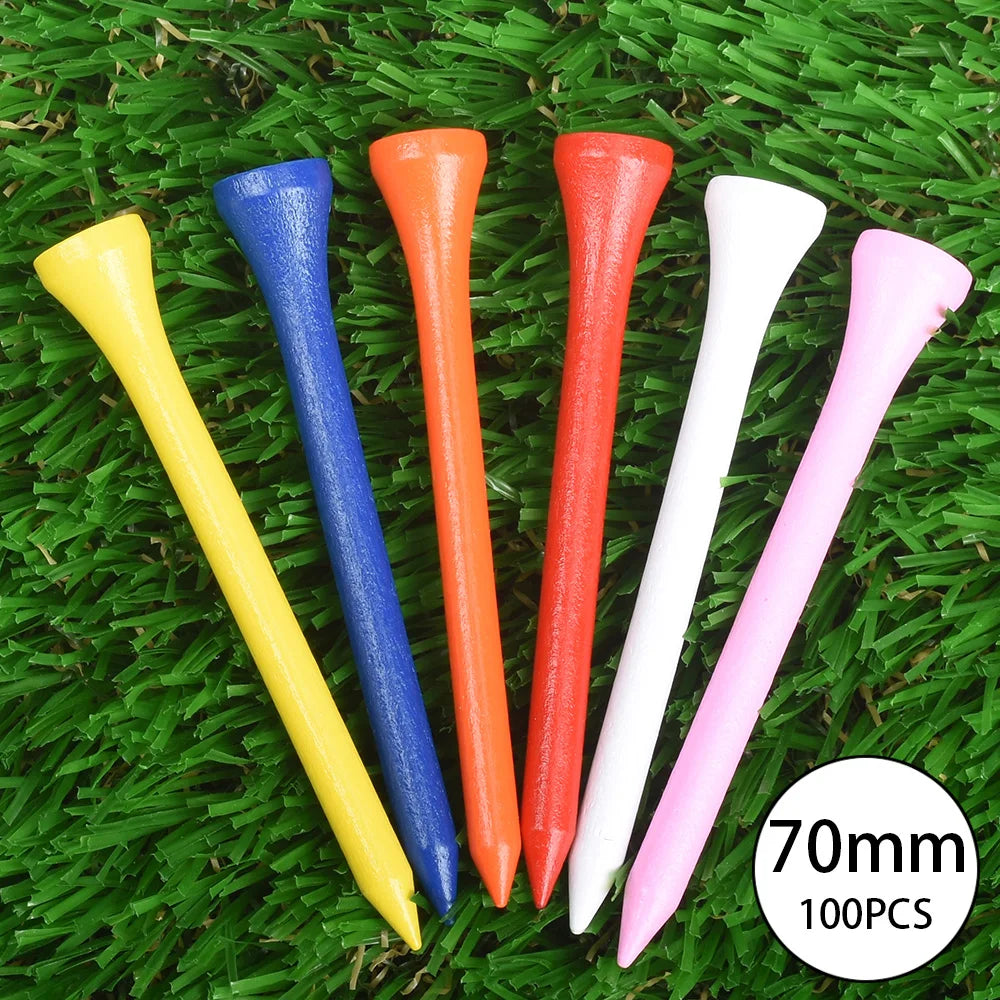 100Pcs Golf Wood Tees Mixed Color Golf Tee Wooden Supplies Accessories