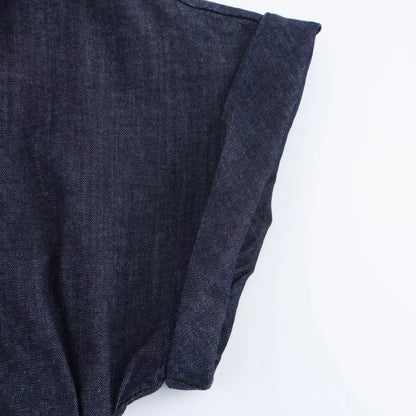 Denim Midi Dress For Women With Lapel And Side Zipper