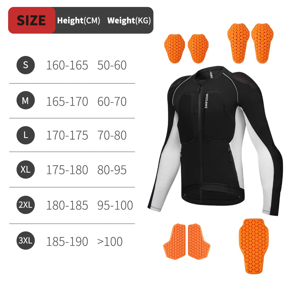 WOSAWE Motorcycle Jacket Full Body Armor Protection Jackets Motocross Racing Clothing Moto Riding Protectors CE Certification