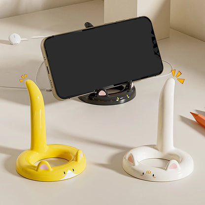 Cartoon Cat Phone Stand Desktop Holder Plastic 7.8x7.3 cm