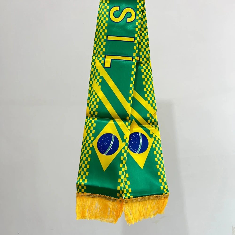 Brazil flag scarfs14x130cm Brazil flag scarf  Fan scarf World Cup scarf Sports holiday decoration