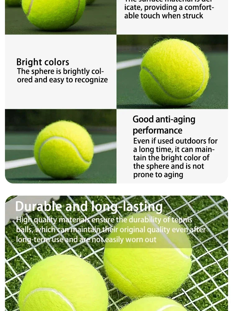 3pcs Professional Rubber Tennis Ball High Resilience Tennis Practice Ball for School Club Competition Training Exercises