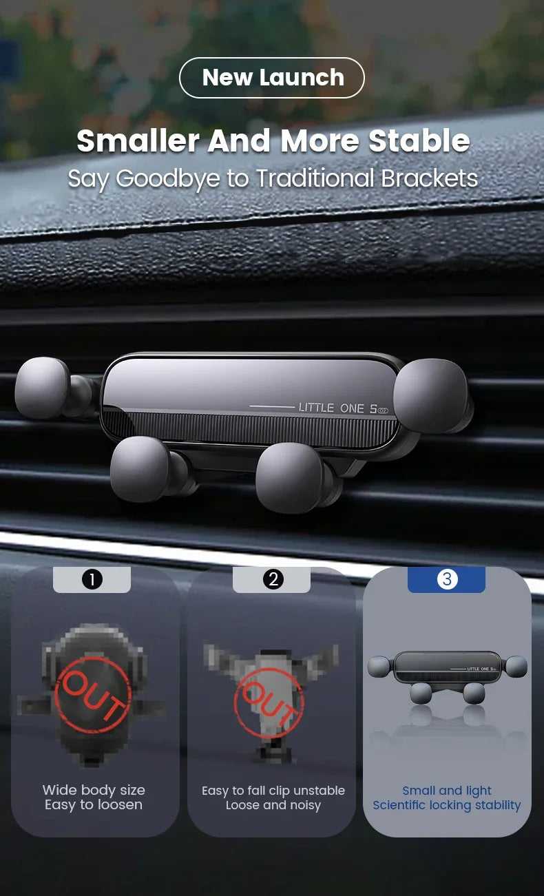 Universal Gravity Car Phone Holder Air Vent Mount Mobile Support for iPhone 13/12 Xiaomi - Automotive GPS Stand