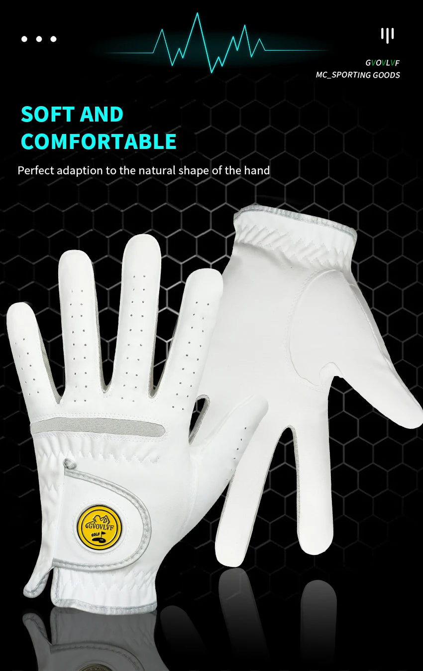 1 Piece Men Golf Glove Micro Soft Fabric Breathable Comfortable Fitting With Magnetic Marker Replaceable For Golfers