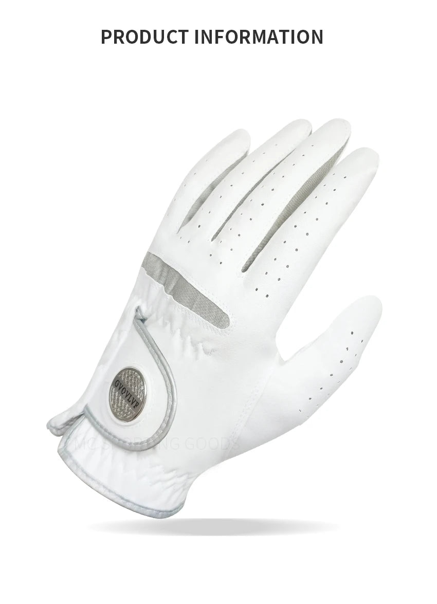 1pc Men's Golf Glove Micro Soft Fabric Breathable Golf Gloves With Magnetic  Marker Replaceable White Glove