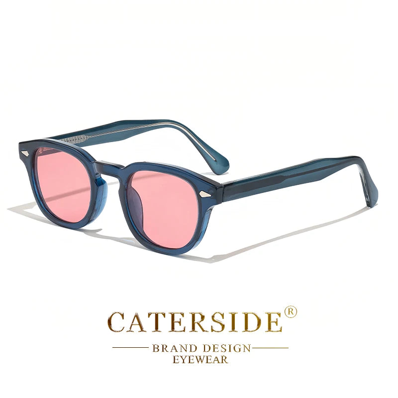 CATERSIDE Retro Round Men Sunglasses Punk Propionic Acid Pin Temple Luxury Sun Glasses Women Sports Leisure Party Eyewear UV400