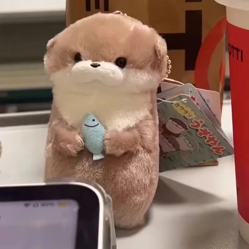 Cute Little Otter Hug Fish Plush Doll Pendant Doll Gift Gift Cute Girl Heart Keychain Pendant Creative Gift