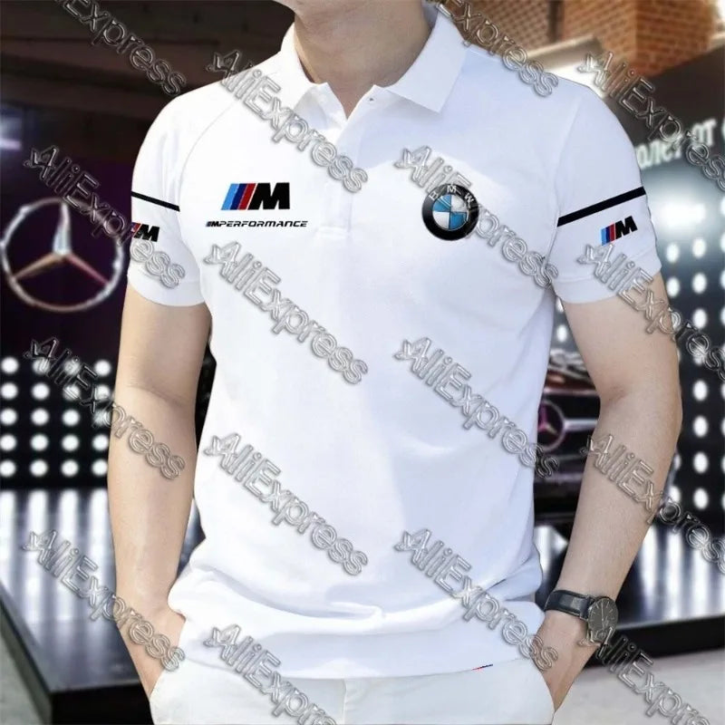 Summer BMW Men's Loose Fashion Short Sleeve Quick Drying Polo Shirt Motorcycle Racing Motogp Cycling Suit Lapel T-Shirt for Men