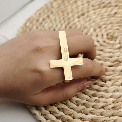 Custom Engraved Silver Two-Finger Ring – Stainless Steel Gift for Boyfriend