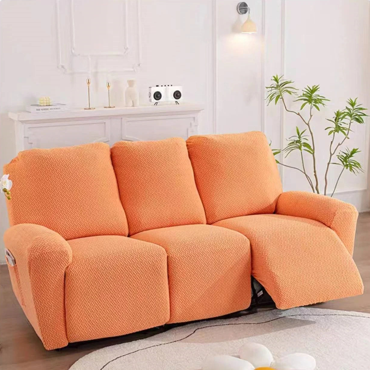 Recliner Sofa Cover Lazy Chair Solid Color Cushion Cover Sofa Cover 1/2/3/4 Seat Texture Stretch Sofa