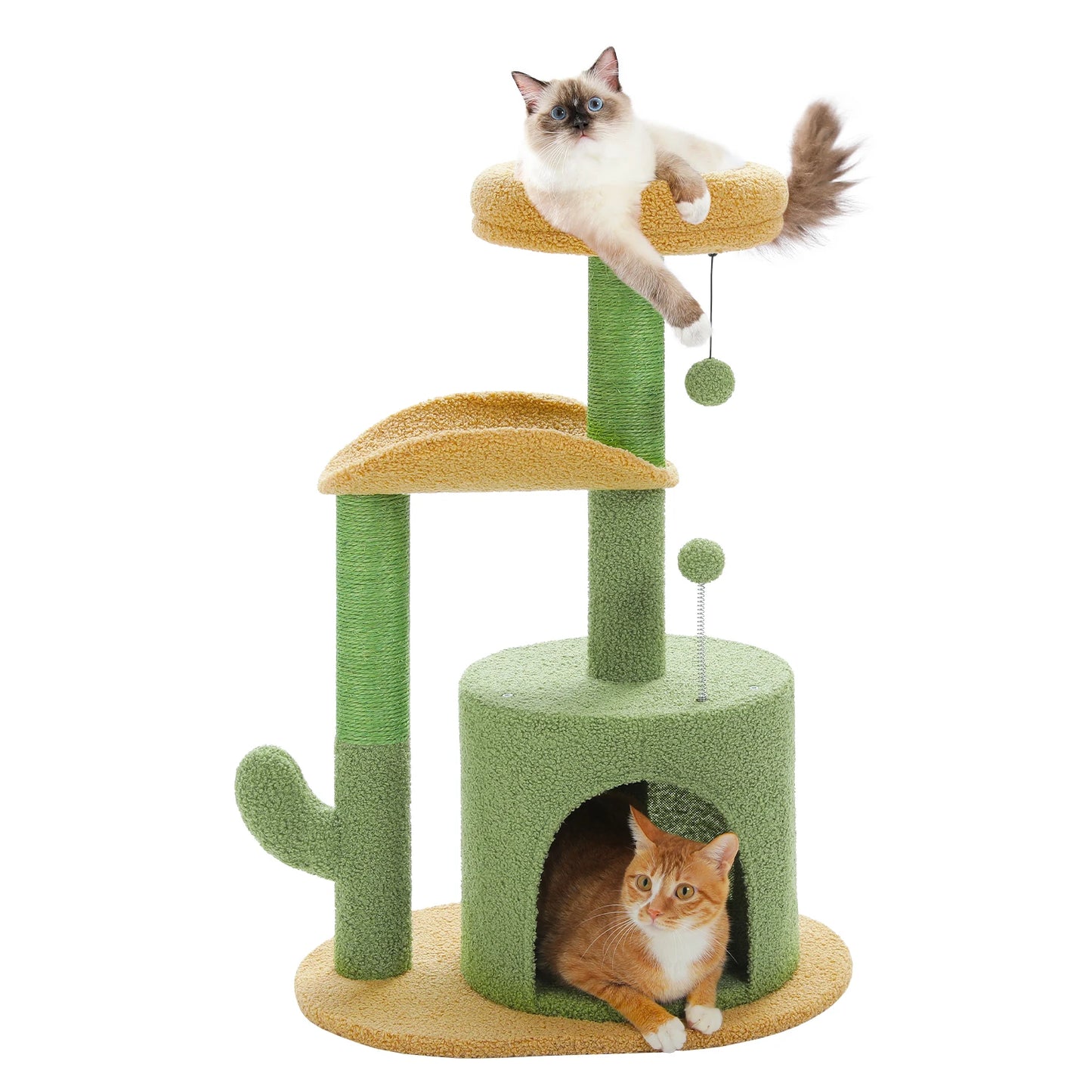 Flower Cat Tree with Natural Sisal Scratching Post, Cozy Cat Condo, Top Perch, Small Cat Tower for Small Indoor Cats, Pet Toys