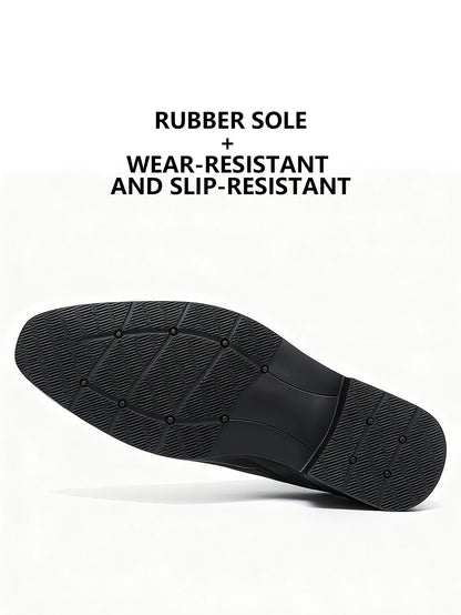 Men's Leather Monk Strap Pointed Toe Oxford Shoes With Buckle