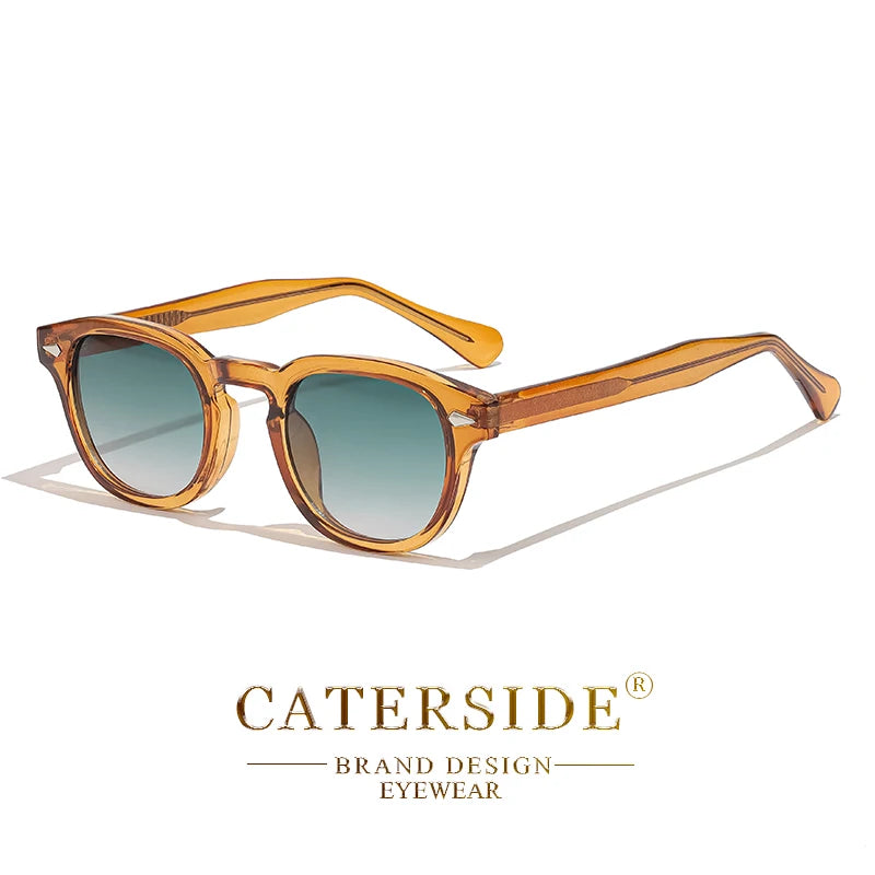 CATERSIDE Retro Small Circular Sunglasses Men Punk Propionic Luxury Brand Design Sun Glasses Women Business Party Eyewear UV400