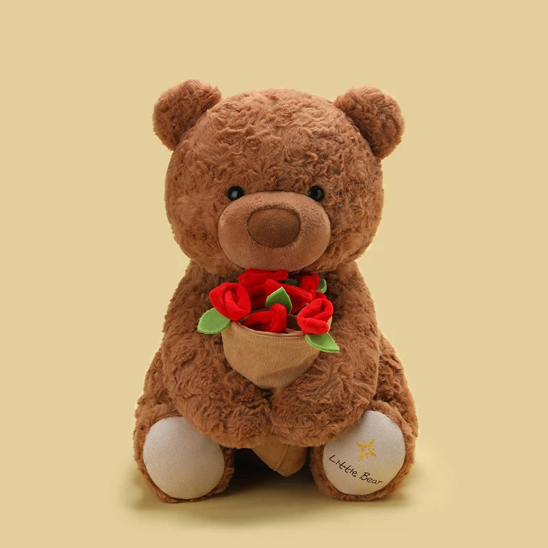 New Hot Sale Teddy Bear with Roses Plush Toy Soft Bear Stuffed Doll Romantic Gift for Lover Home Decor Girls Birthday Gift