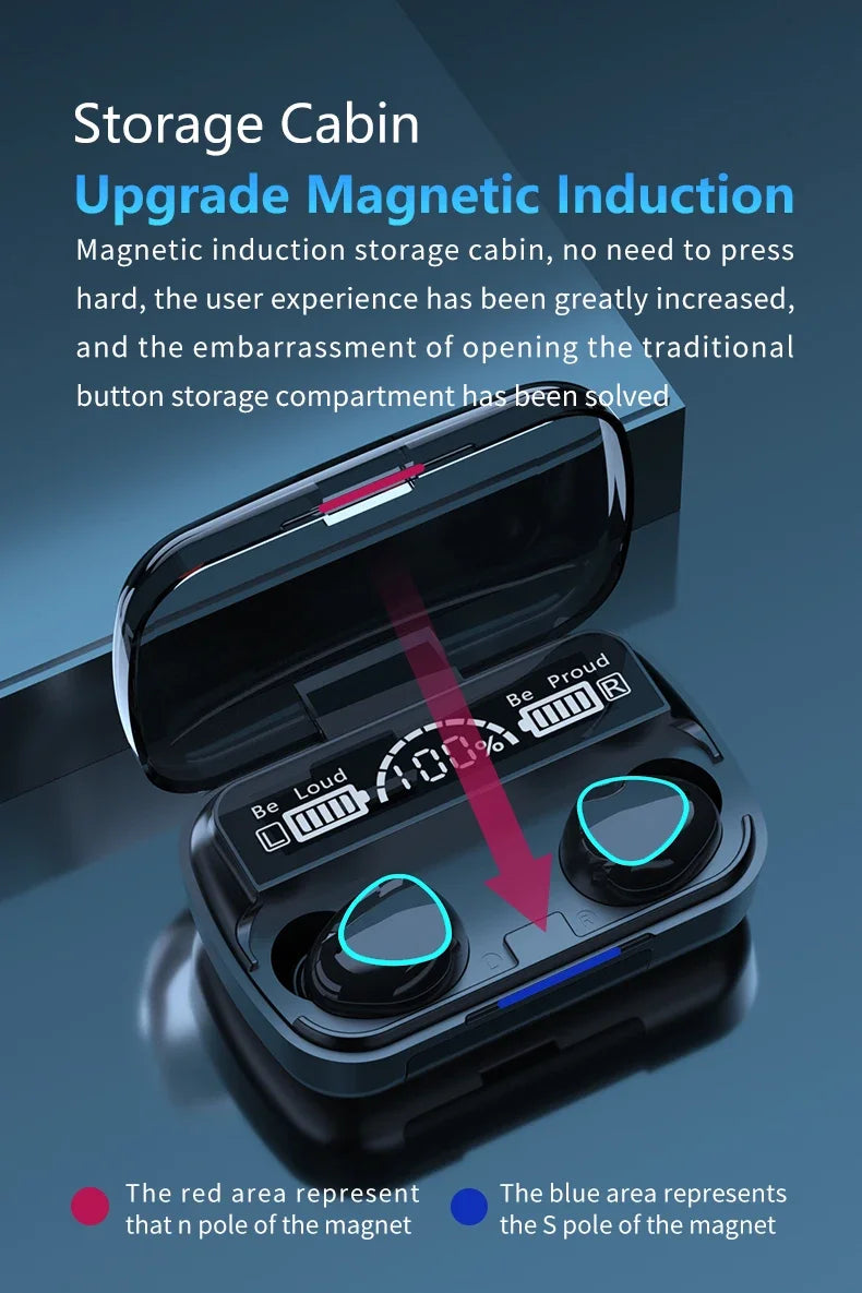 M10 TWS Wireless Earbuds: Sports Waterproof Design, Bluetooth Connection, 9D Stereo Sound + Charging Box & Microphone