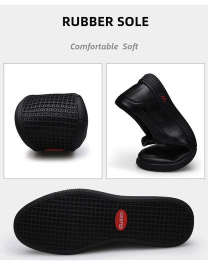 Men Handcrafted Layered Cowhide Leather Business Casual Shoes With Rubber Sole