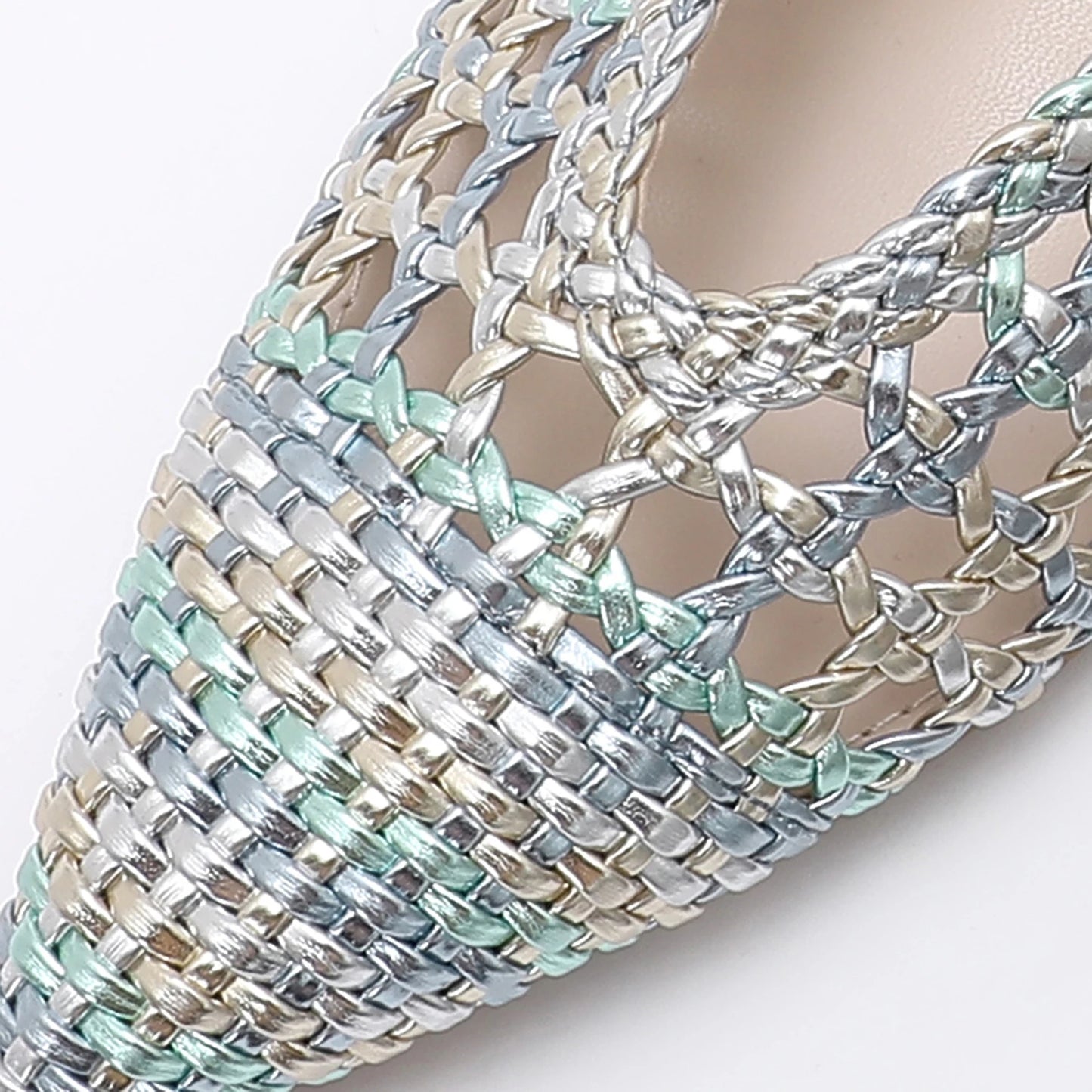 Trendin Mode Women Braided Pointed Toe Slingback Fashion Flat Bottom Elastic Backstrap Sandals