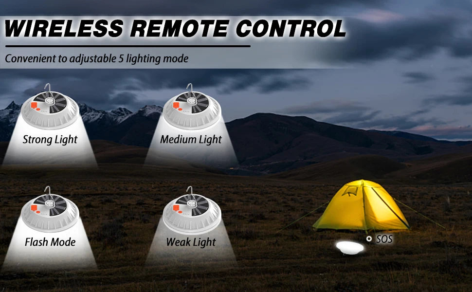 LED Camping Lantern Solar USB Rechargeable Emergency Outdoor Portable Lantern