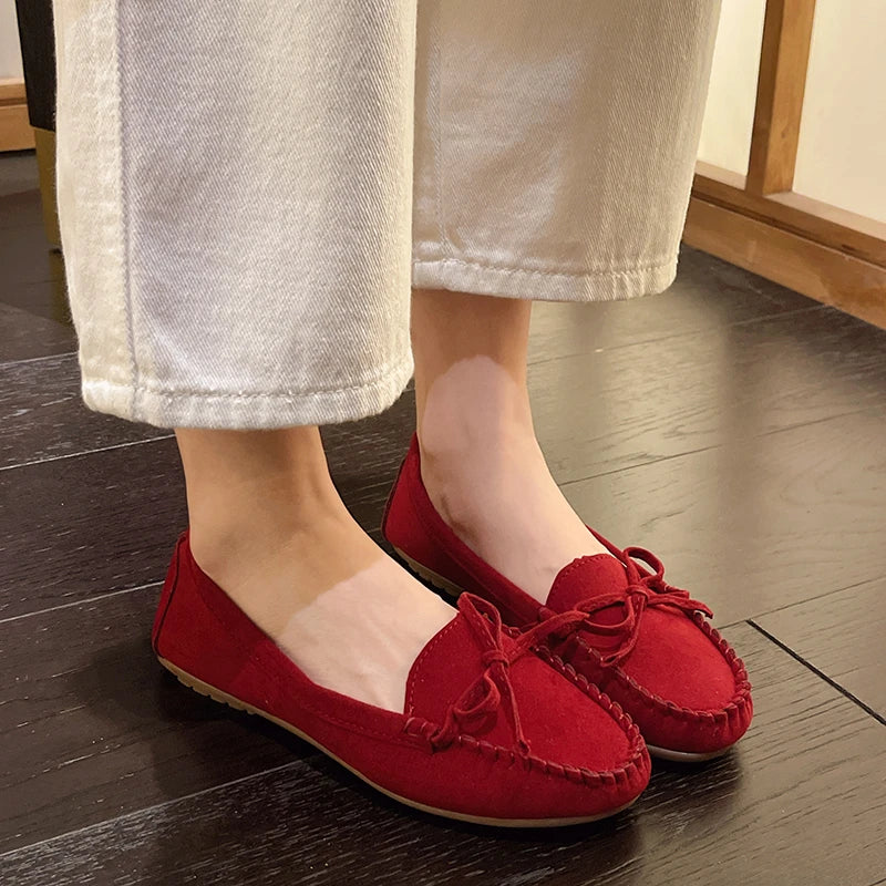 New Women Loafers Slip on Ladies Flats Shoes Brand Spring Autumn Casual Flat Shoes Leather Cashmere Single Shoes Plus Siz