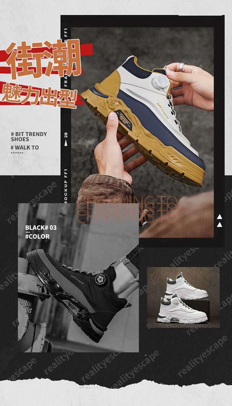 Mens Mesh Breathable Thick Sole Casual Shoes Lace Up