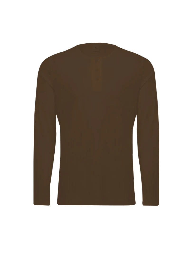 Autumn Men's Collarless Breasted Henry Shirt Top Fitness High Stretch Base Shirt Solid Color Plus Size Casual Long Sleeve