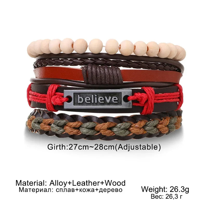 4-Piece Braided Wristband Set