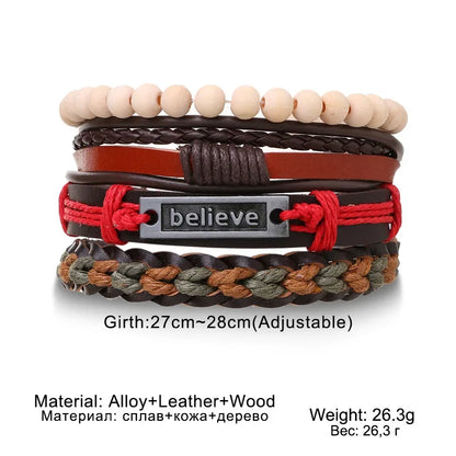 4-Piece Braided Wristband Set
