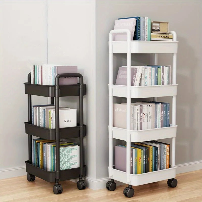 Multi-layer detachable cart storage rack! Creative kitchen shelving unit for living room mobile display cabinet