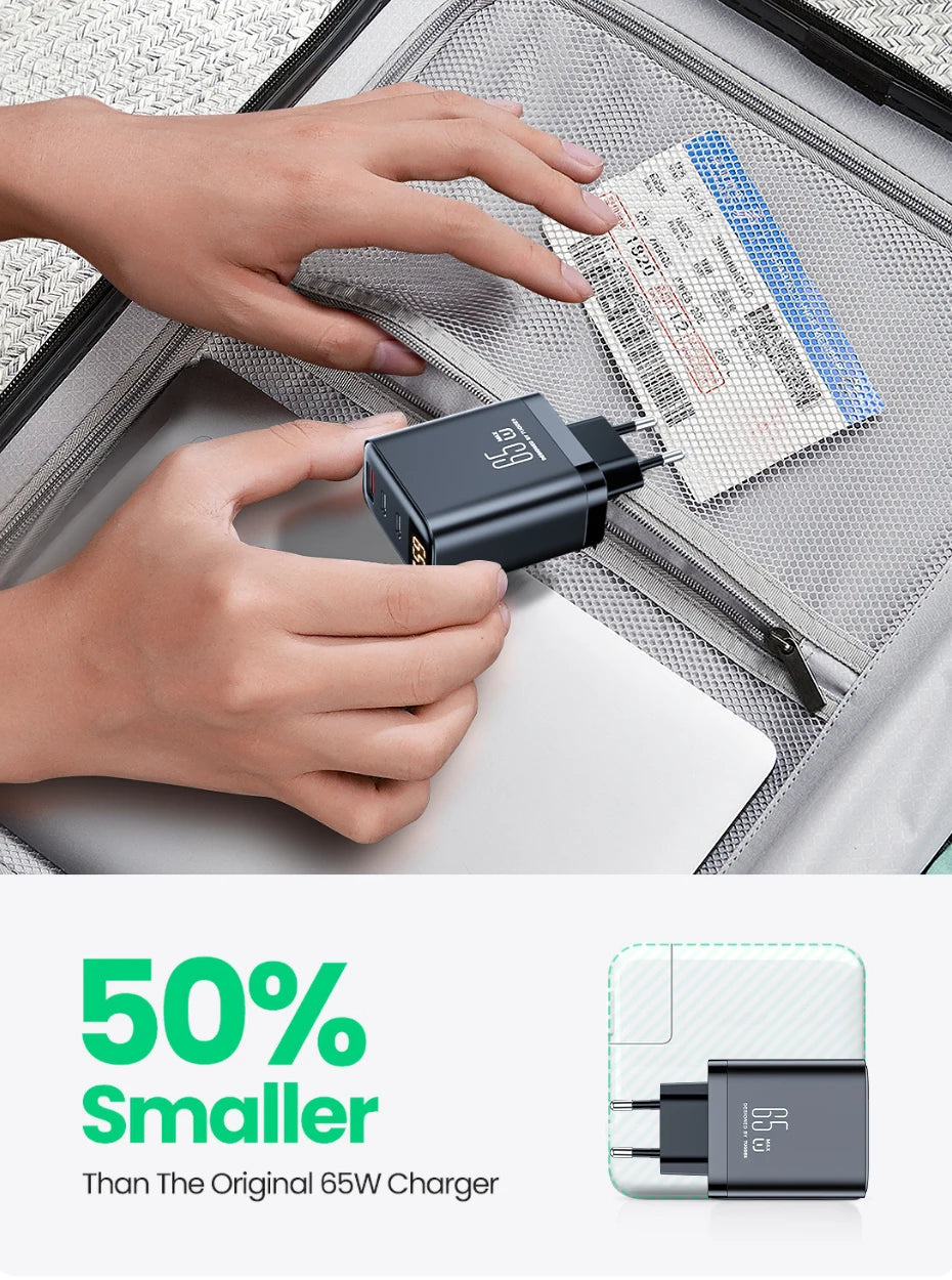Tuodes 65w GaN Charger PPS PD USB Type C Fast Charging QC4.0 Quick Charge For iPhone 17 Macbook Air Tablet Samsung Xiaomi Laptop